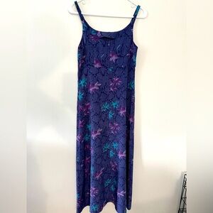 VTG 90s Y2K DBY Floral Dress Maxi Midi Dress Hippie Boho Blue Purple Size XS S